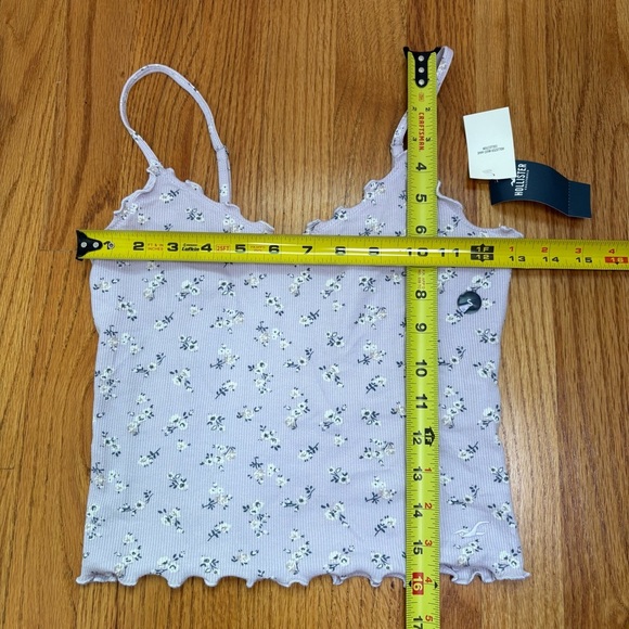 NEW Hollister Y2K babydoll ditzy ditsy floral print lettuce edge lavender cami S - Picture 16 of 16